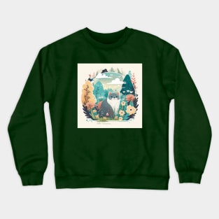 Cute Grey Cat Exploring Nature Crewneck Sweatshirt